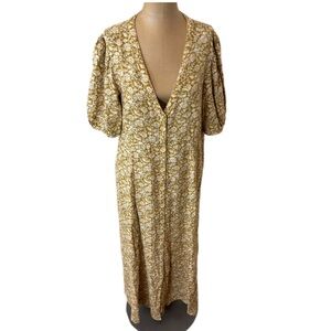 Faherty Havana Floral Linen Blend Maxi Dress Size Medium